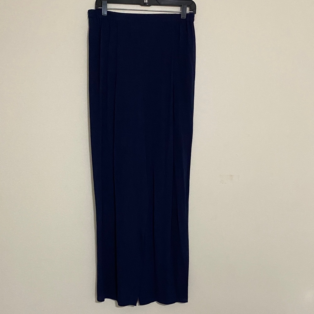 Vintage Talbots Classic Navy Trousers women silk 12 lagenlook office sheer Y2K
